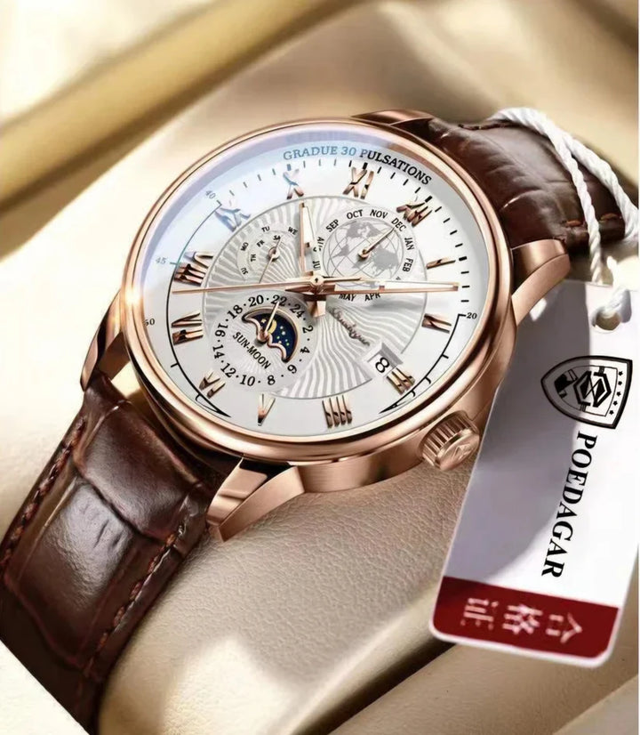 Poedagar Chronograph Pattern Men Wristwatch